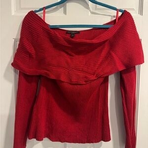 Banana Republic Red Off-Shoulder Sweater